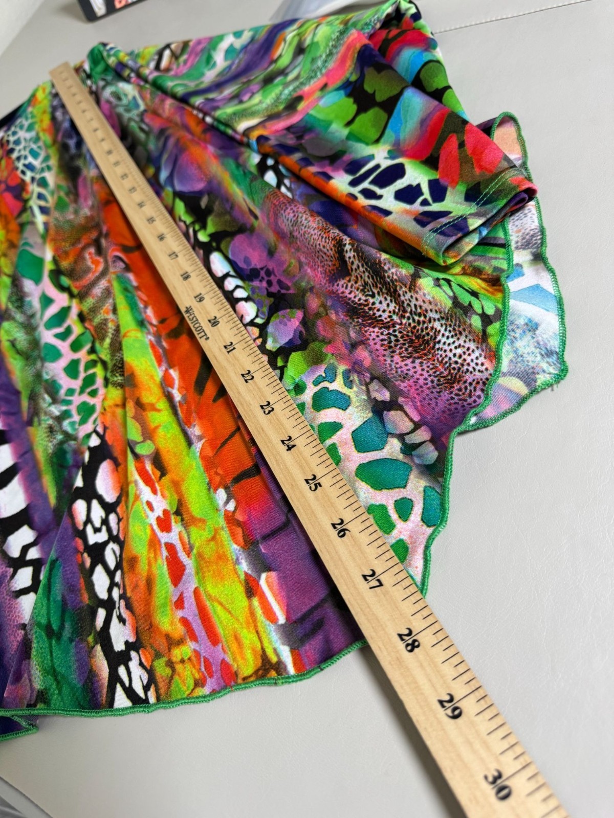Jon Den Multicolor Artsy Long Sleeves Top Women size XL Asymmetrical Dolman Boho