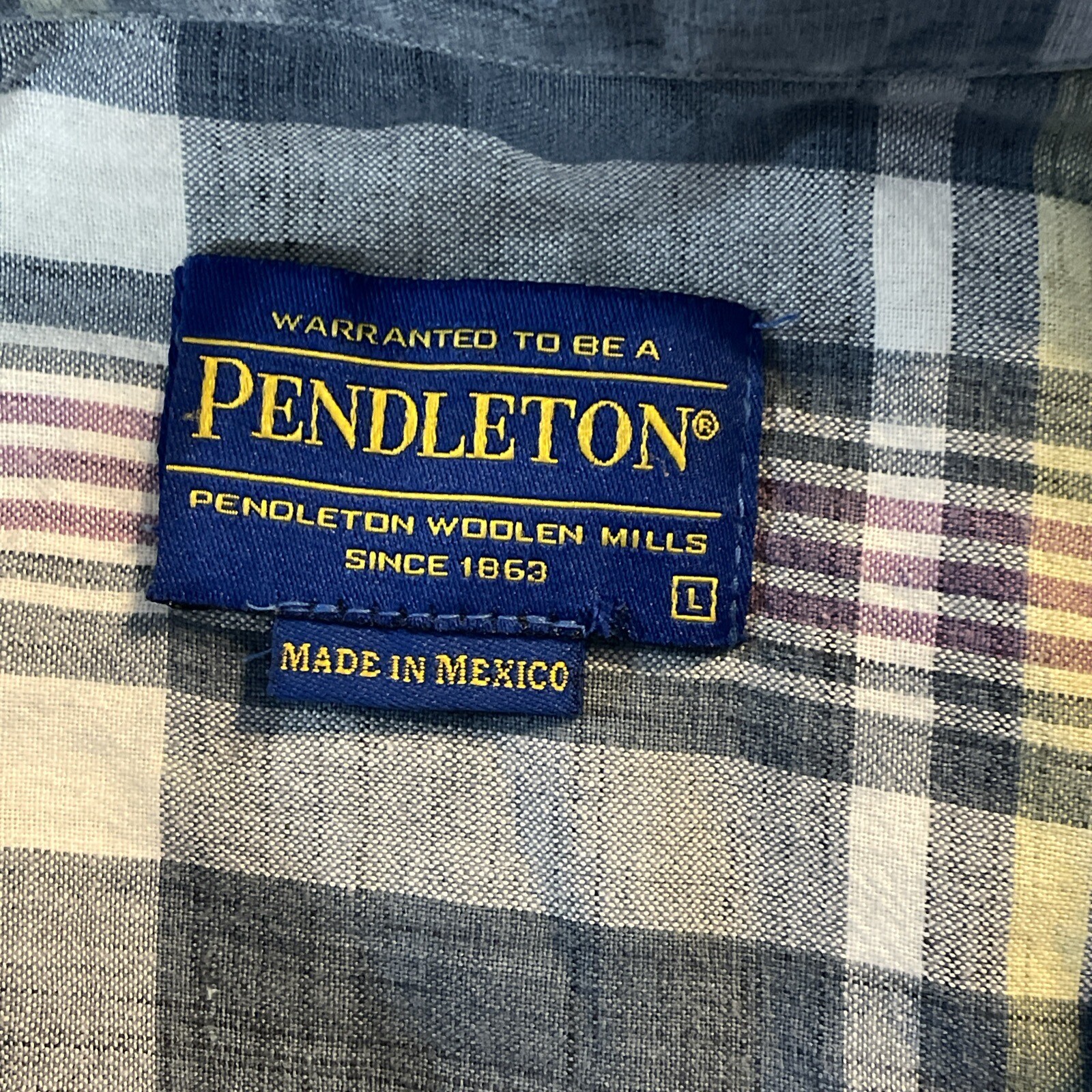 Pendleton Mens Large Multicolor Plaid Button Down Long Sleeve Shirt W/Pocket