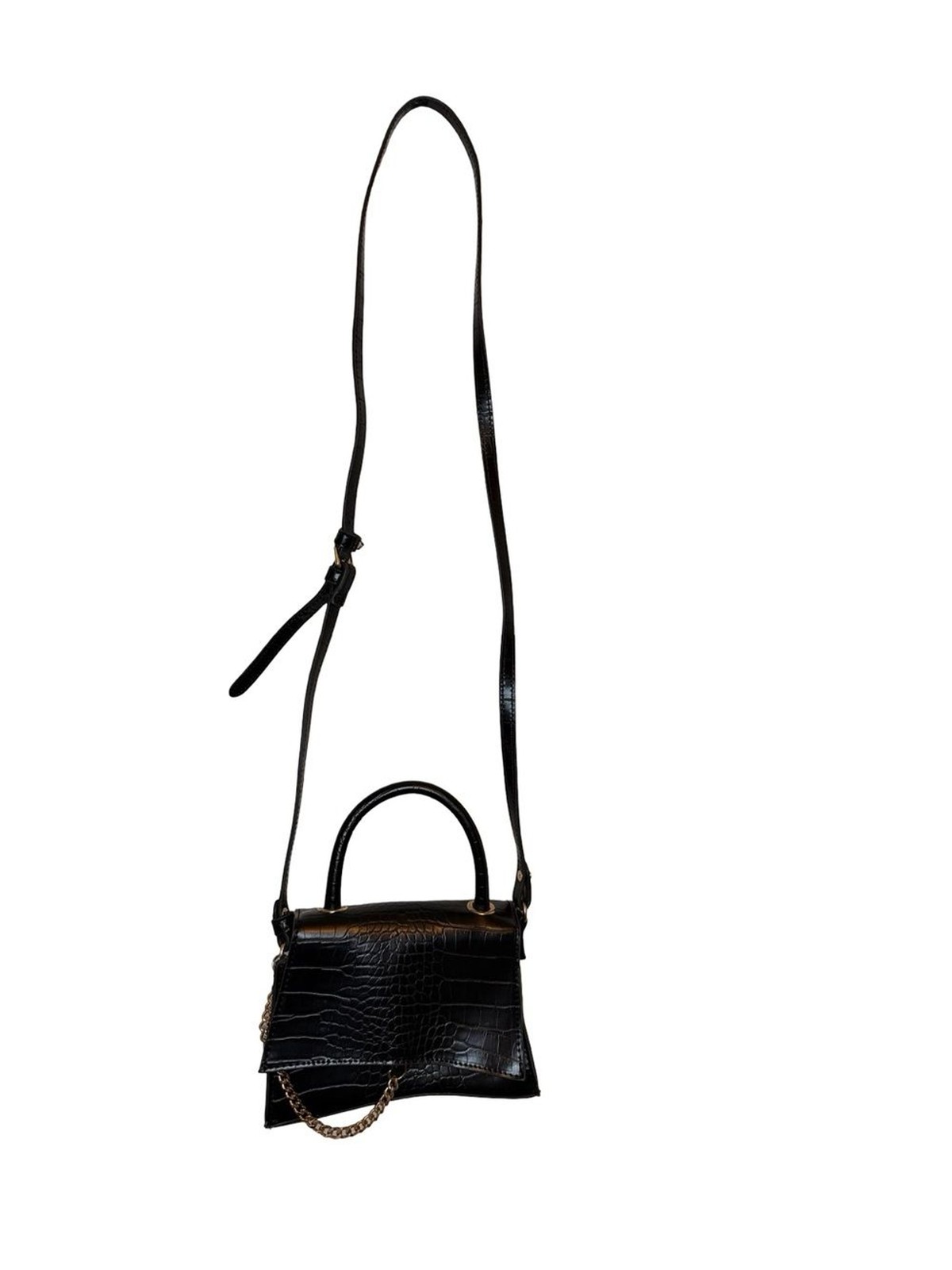 Forever 21 Black Croc-Embossed Mini Top-Handle Crossbody