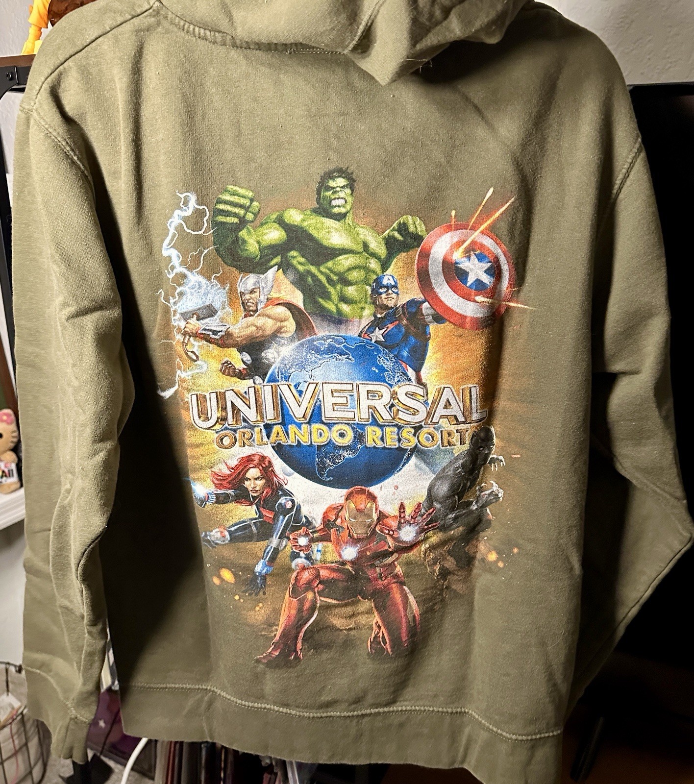 Universal Orlando Resort Marvel Zip Hoodie Green Adult Small Hulk Iron Man