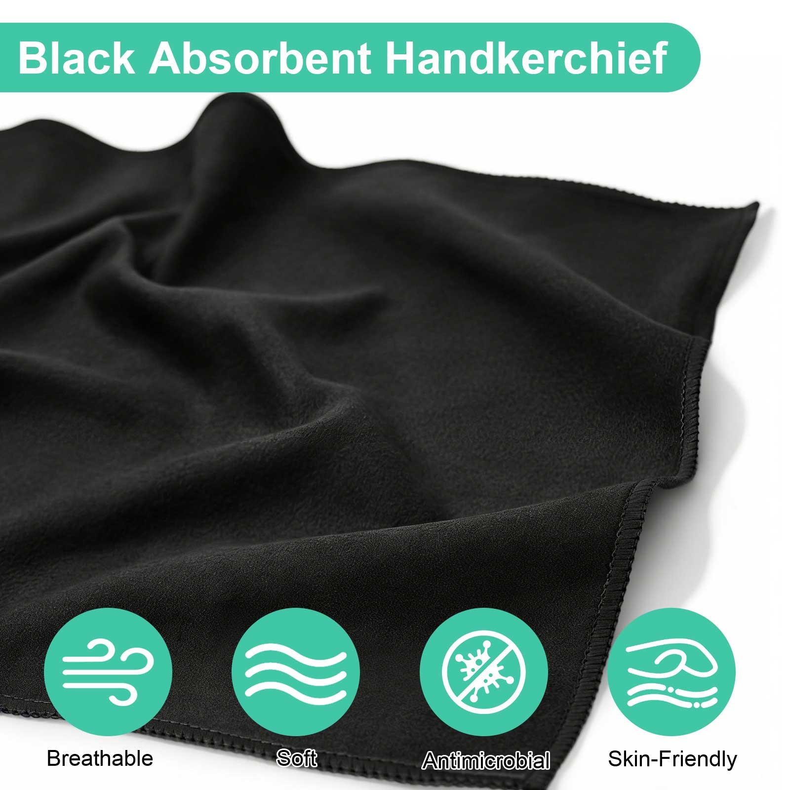10 PCS Microfiber Sweat Towels Black Absorbent Gym Handkerchiefs for Men & Women