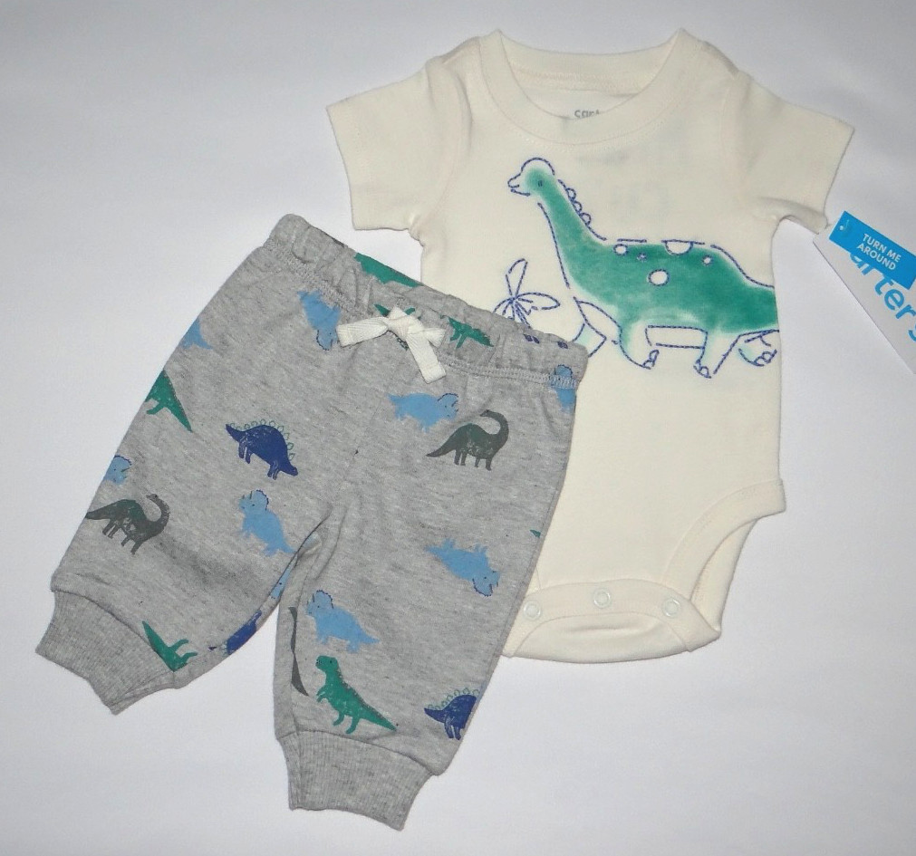 Baby boy clothes, 12 months, Carter’s 2 piece Dino set/ SEE DETAILS ON SIZE~