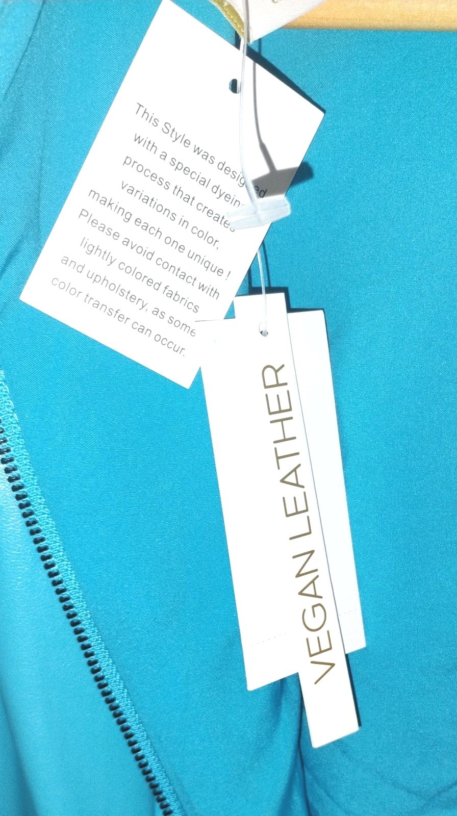 NWT Light Blue Leather Mini Zipper Dress XS
