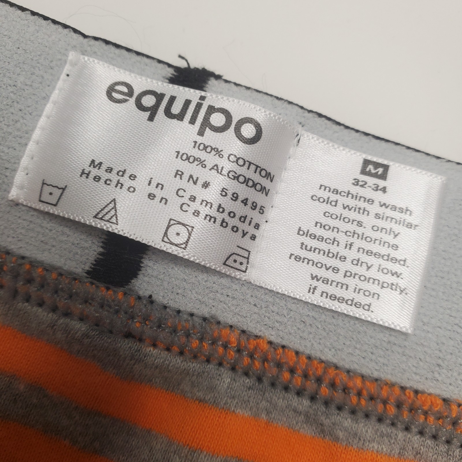 Equipo Boxer Briefs Orange & Gray Stripes Medium 100% Cotton NWOT