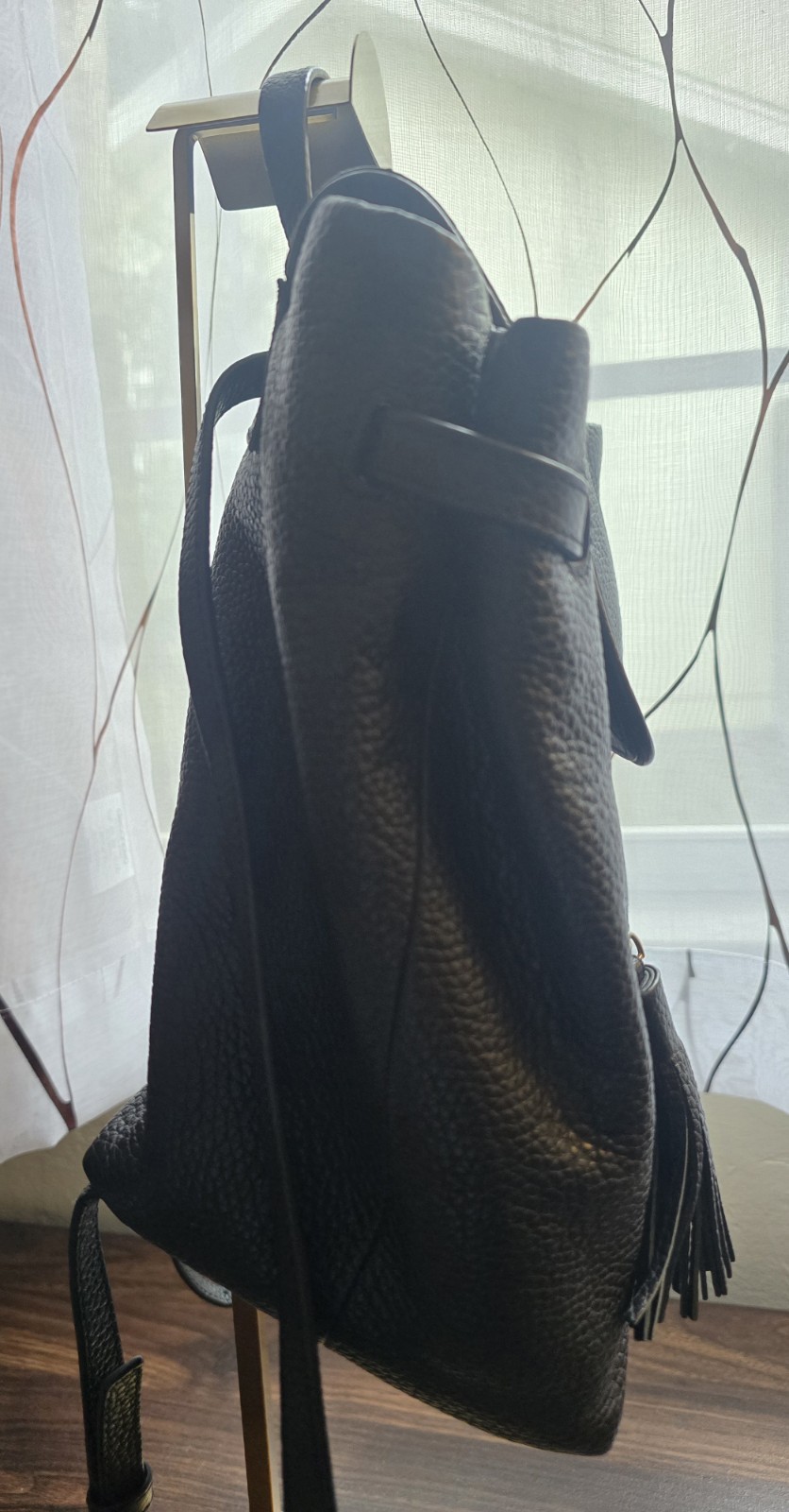Kate Spade New York Black Pebbled Backpack Tassel, Gold Hardware, WKRU4071