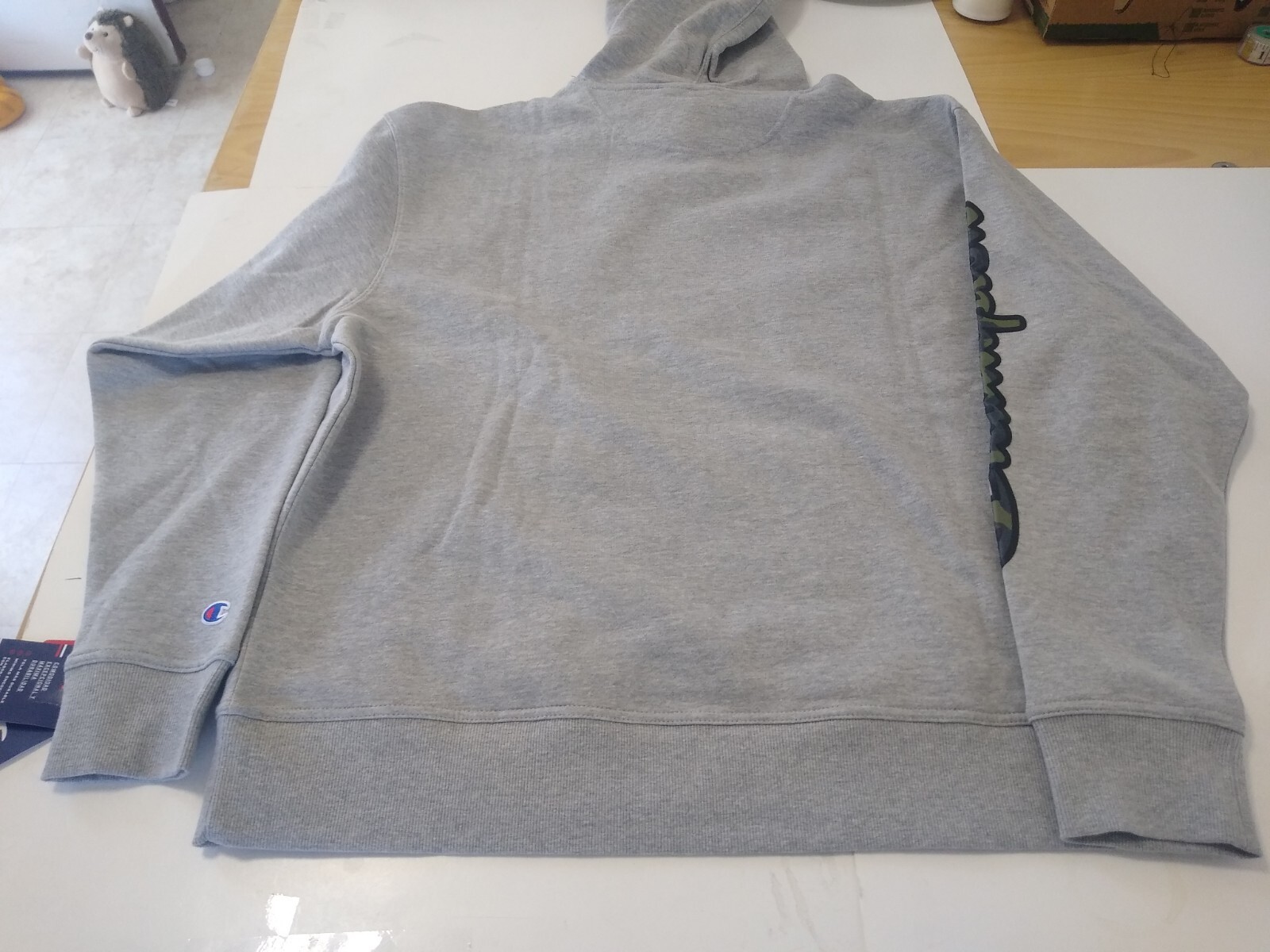 Champion powerblend graphic pullover hoodie mens XL oxford grey