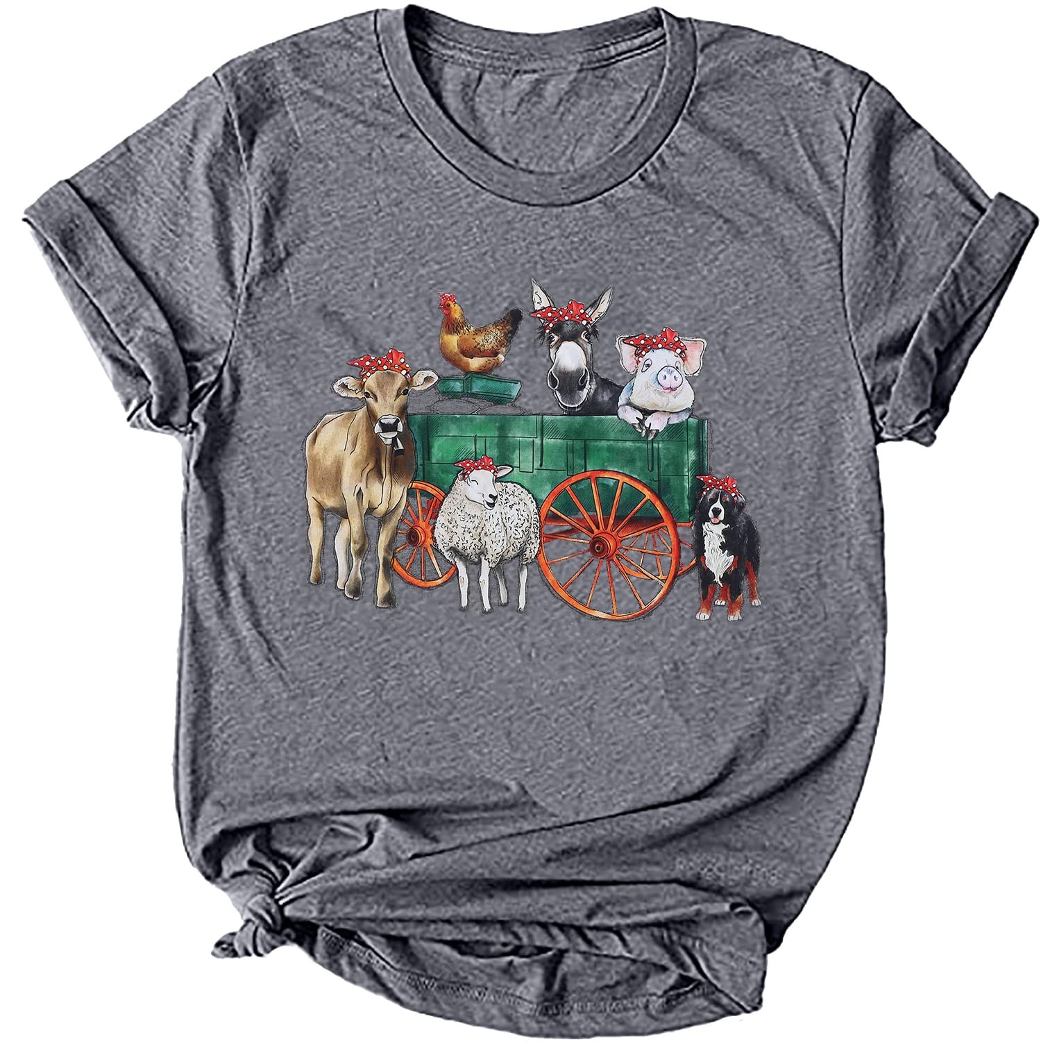 Farm Animal Shirts Farm Life T Shirt Farm Themed Casual Short Sleeve Light Grey