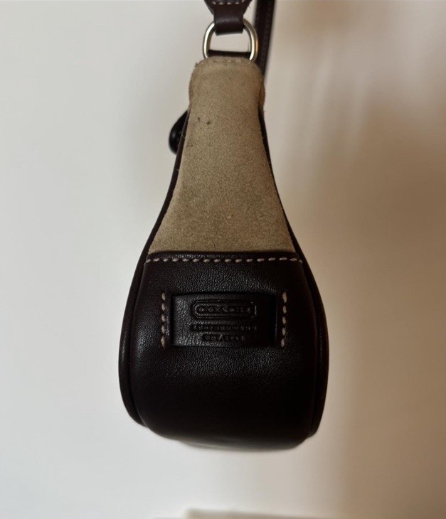 Coach Tan/Brown Small Shoulder Bag Zip Top, Lined Inner Pockets, Charm