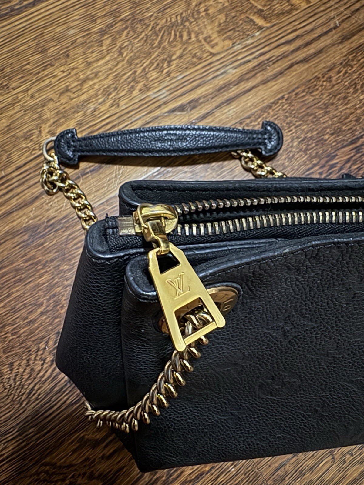 Louis Vuitton Surene Black Monogram Zip Top Chain Shoulder Bag Gold Hardware