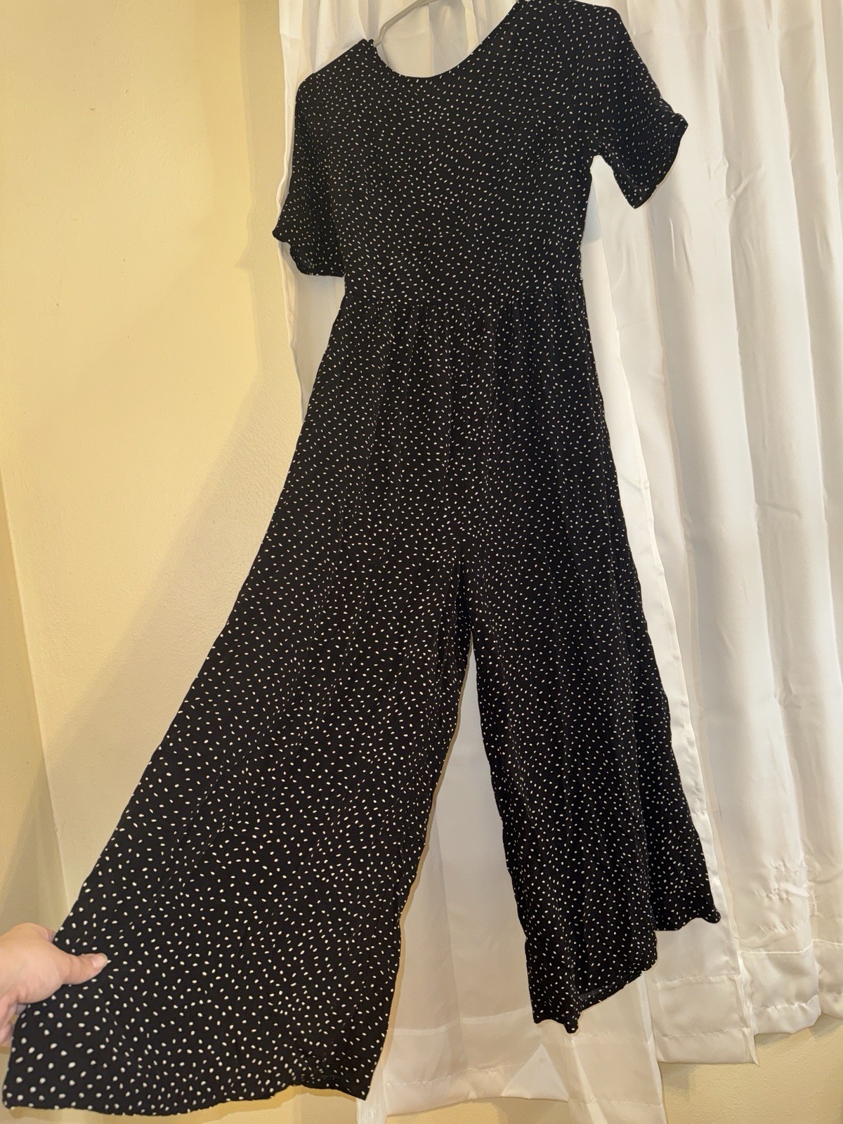 ASOS DESIGN Black/White Polka Dot Wide-Leg Jumpsuit Size US 4