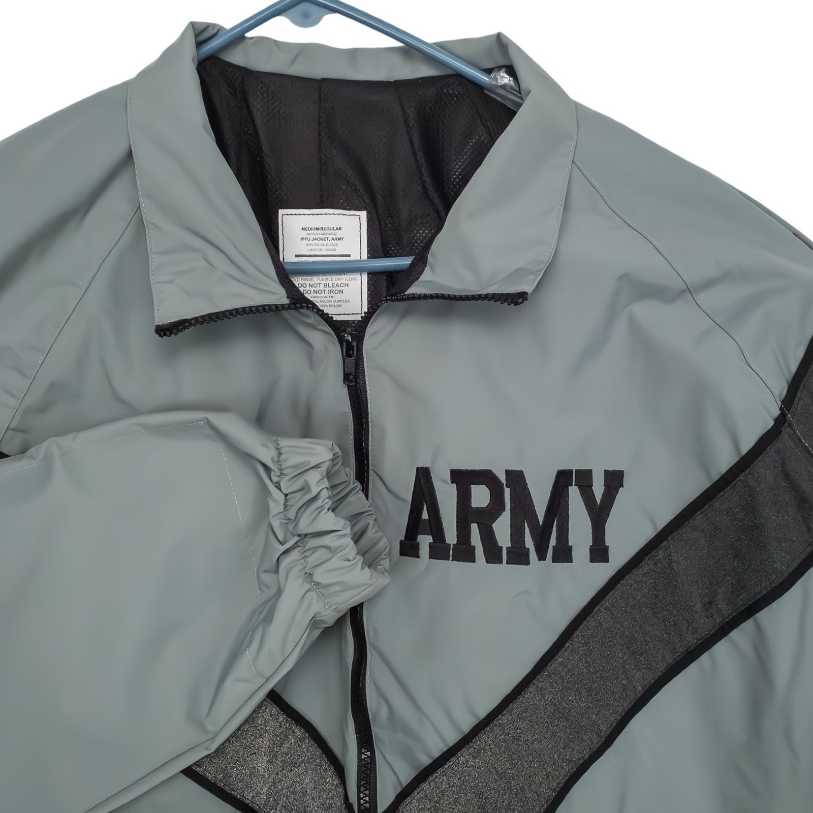 UNICOR IPFU Jacket Army Mens Medium Regular Grey Reflective Windbreaker Nylon