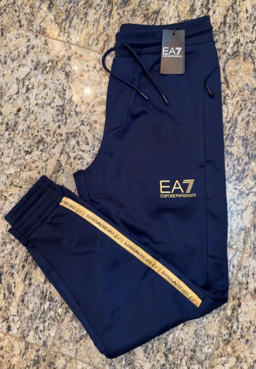 EMPORIO ARMANI $125 Men’s EA7 Logo Joggers Sizes XS-XXL Blue Gold AUTHENTIC NEW
