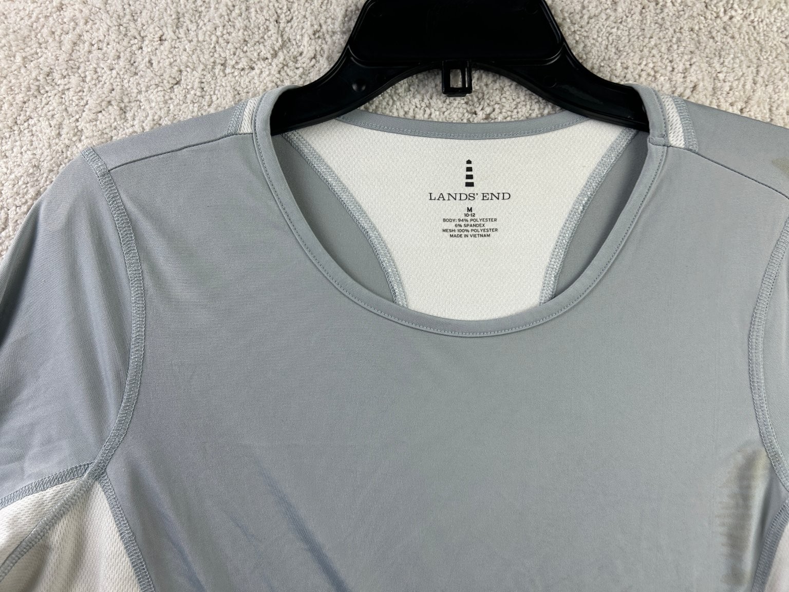 Lands’ End Women’s Top Medium Gray White Polyester Spandex