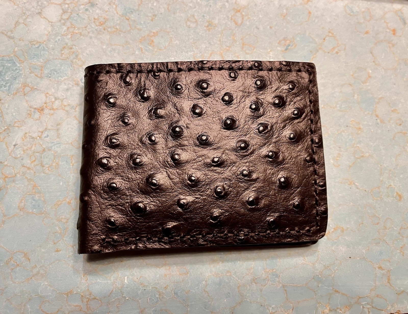 Ostrich Leather Wallet Bonfe Leather Workshop Men Black Full Quill Bifold