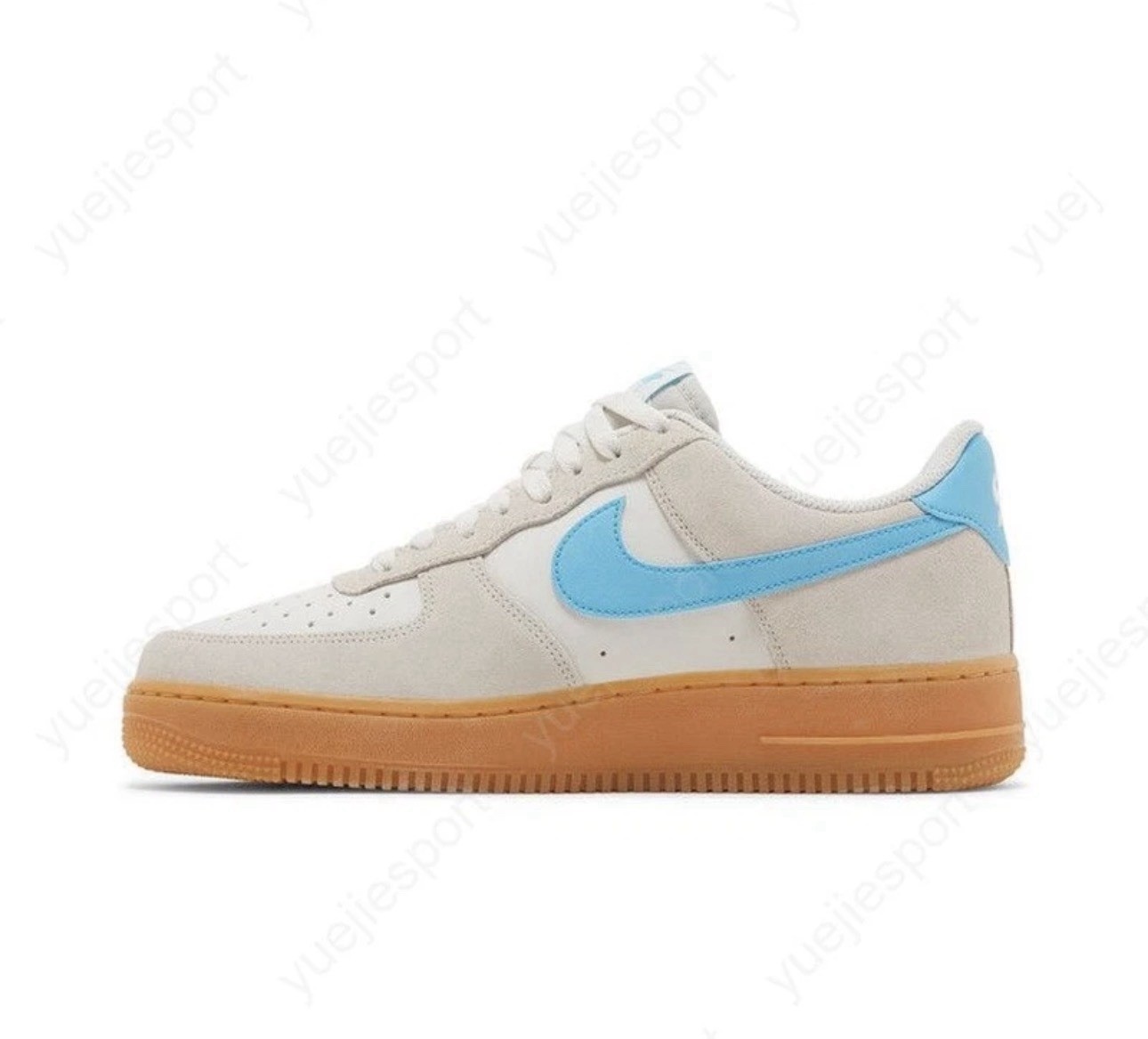 Sz 6M 7.5W Nike Air Force 1 ’07 LV8 Low Phantom Baltic Blue Gum Yellow