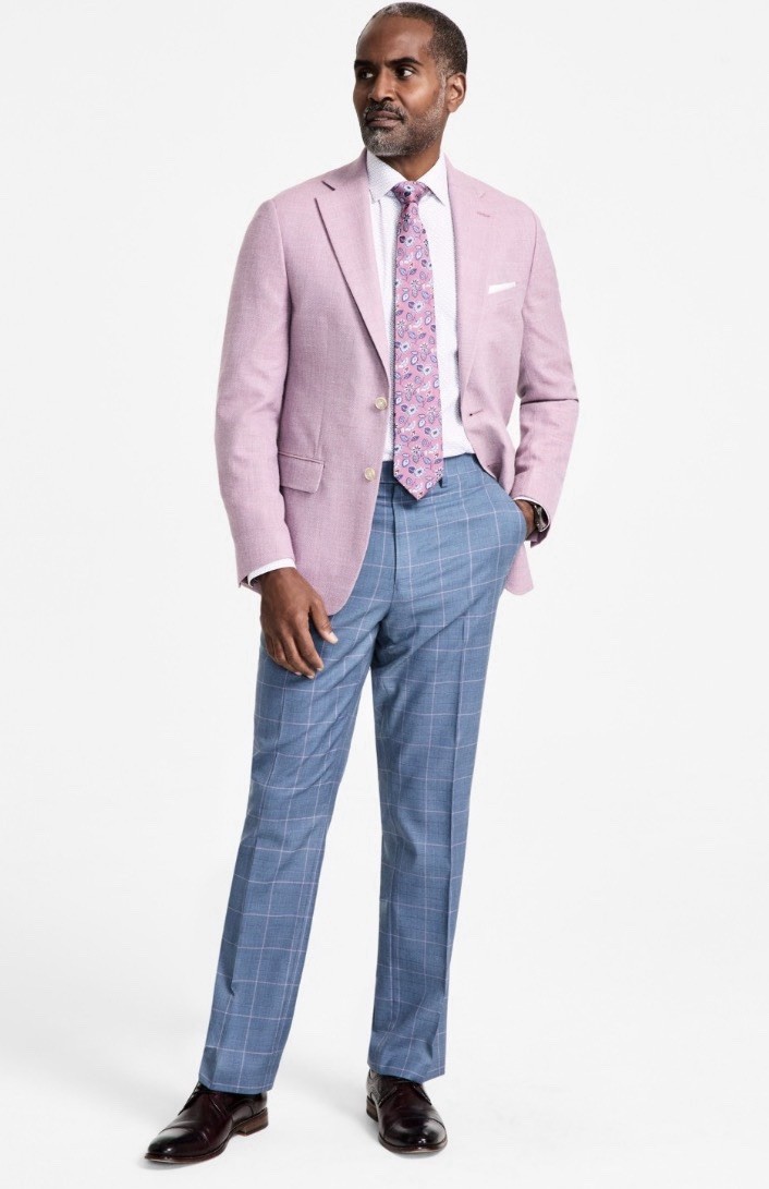 Tallia Men’s Lilac Wool/Linen Slim-Fit Weave Sport Coat Jacket Size 44L