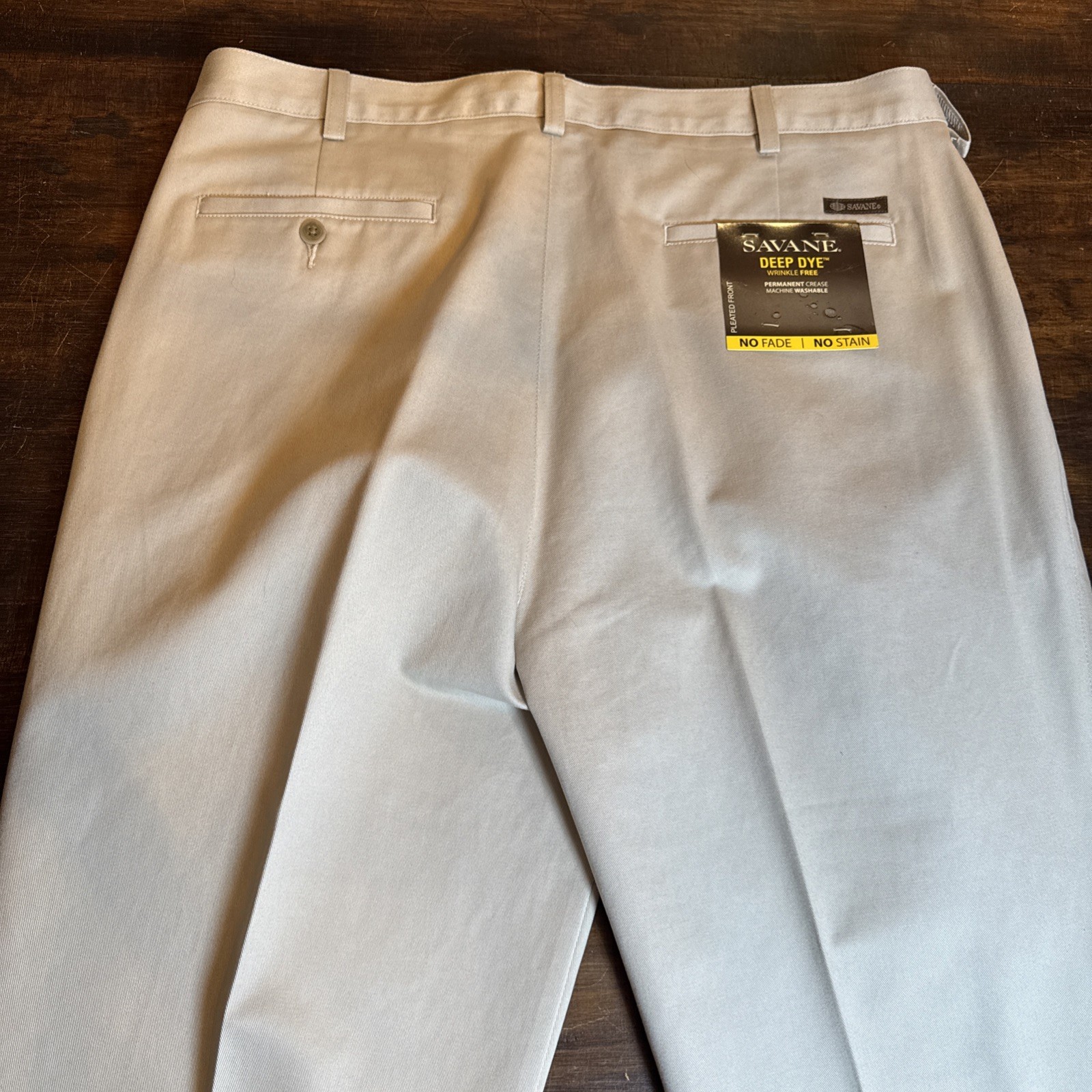 Savane Deep Dye Wrinkle Free Pant Mens 38×32 Khakis Pleated Straight NWT