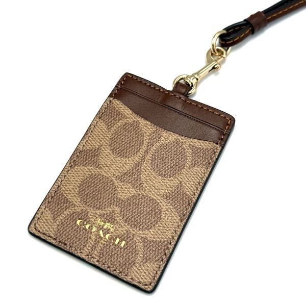 Convenient for commuting schooling unused COACH Signature Lanyard ID Case CZ285