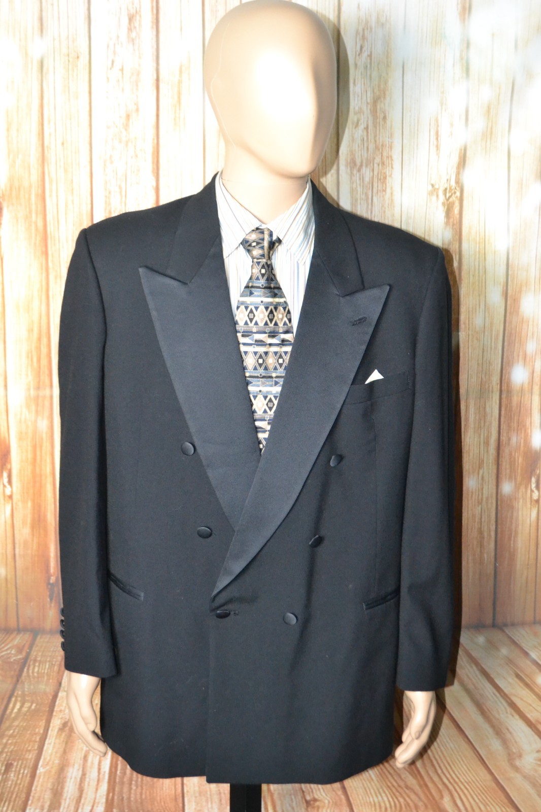 Christian Dior Men Double Breasted Made in USA Wool Tuxedo Jacket Sz 44L