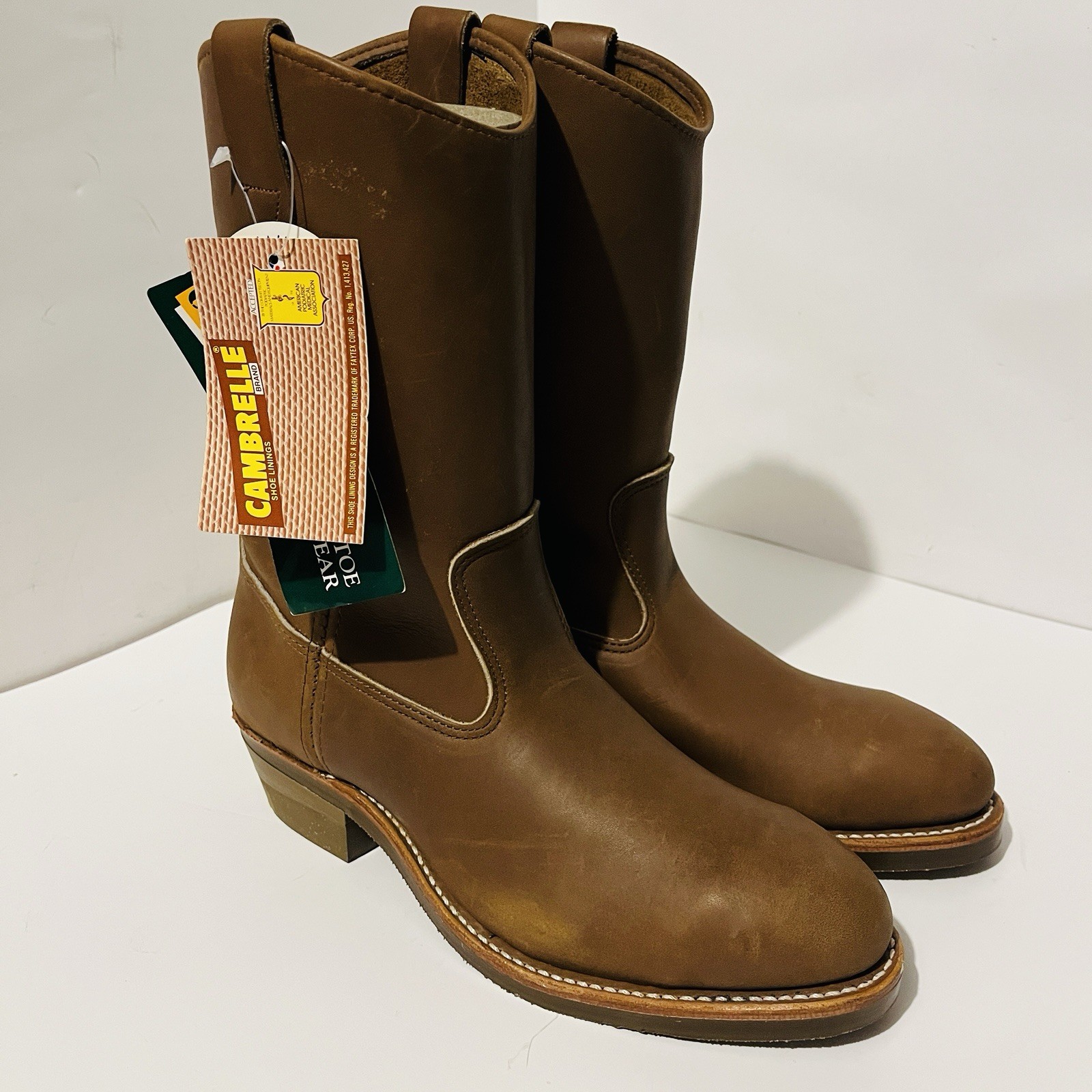 Vintage 80s Iron Age 5032600 Steel Toe Wellington Boots NOS Leather Men 9D USA