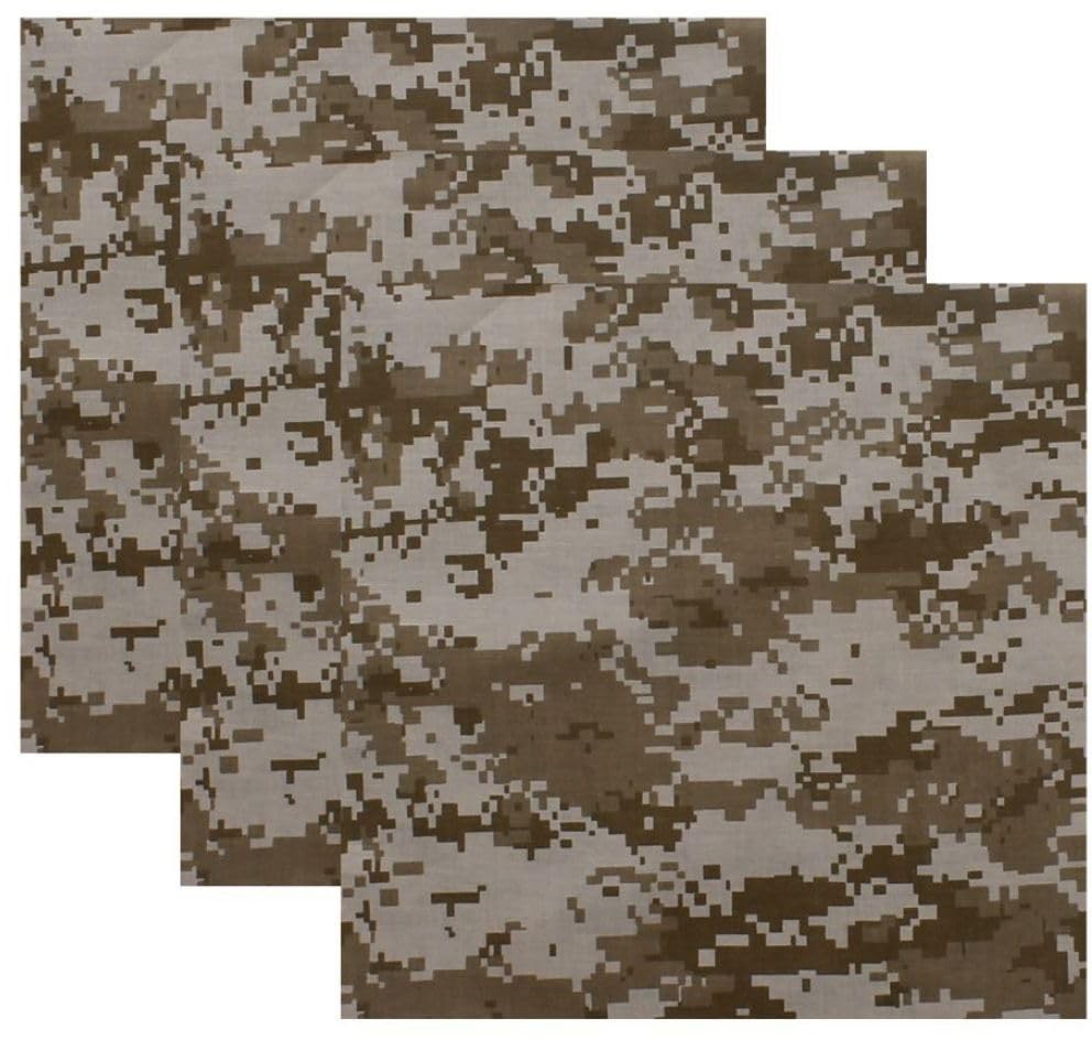 ARMYU Camouflage Military Bandana 3Pack 22×22 Cotton Camo Scarf Do Rag Face Wrap