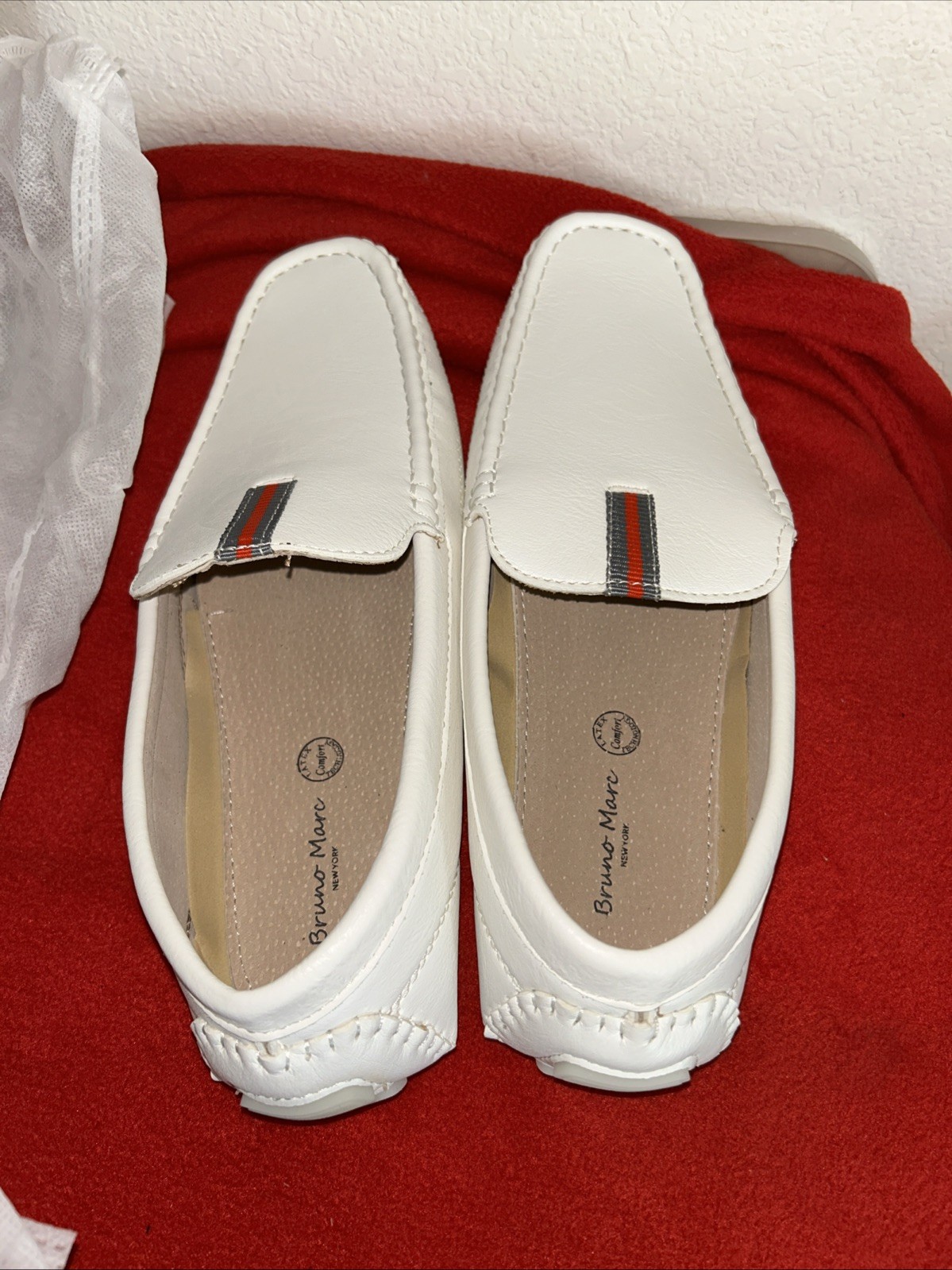 Bruno Marc New York White Loafers Size 9 New J1Veen By-Pepe-2 Latex Comfort Tech