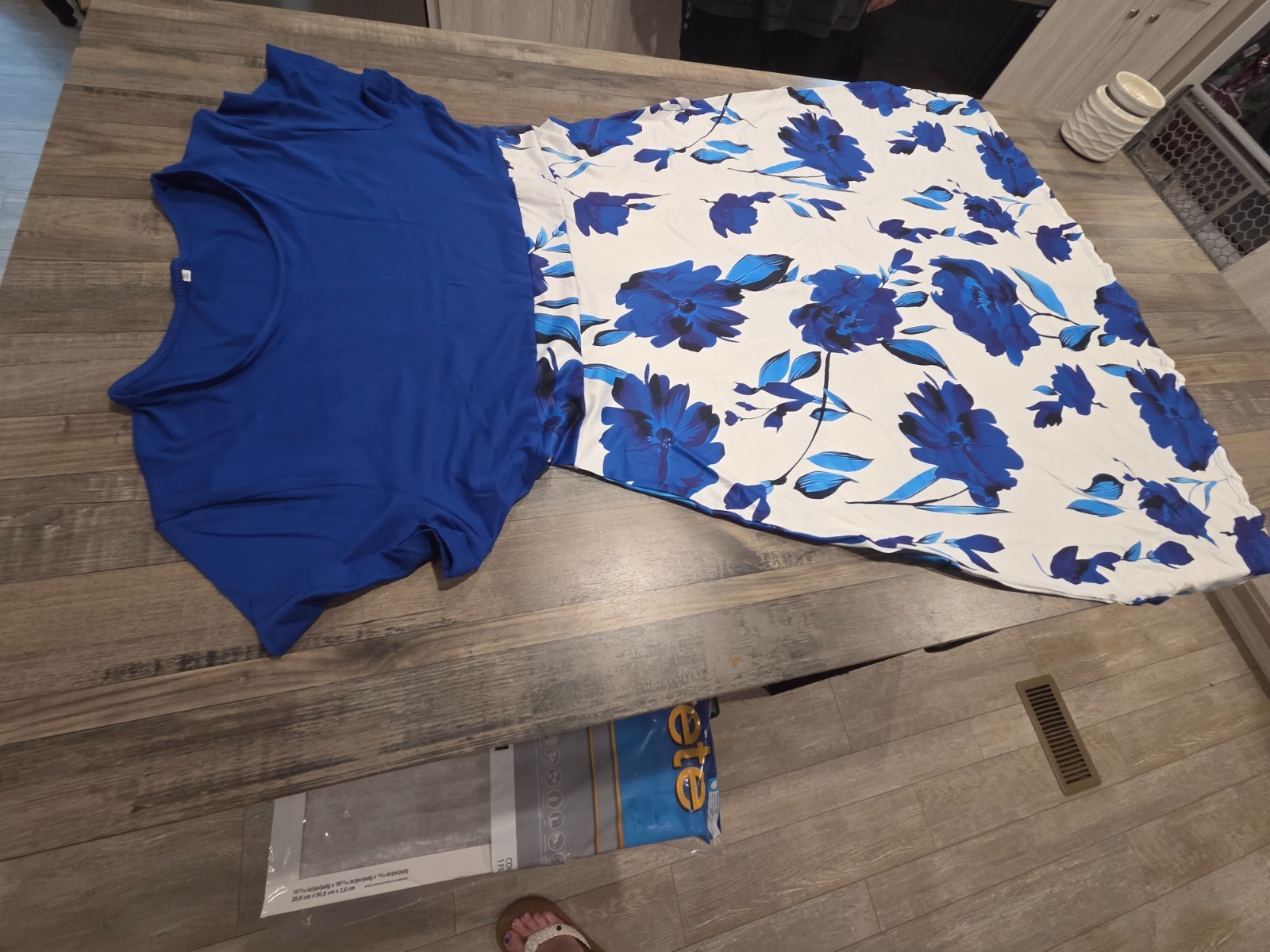 Vibrant blue floral A-line ankle-length dress for women – size 18 (Very Comfy)