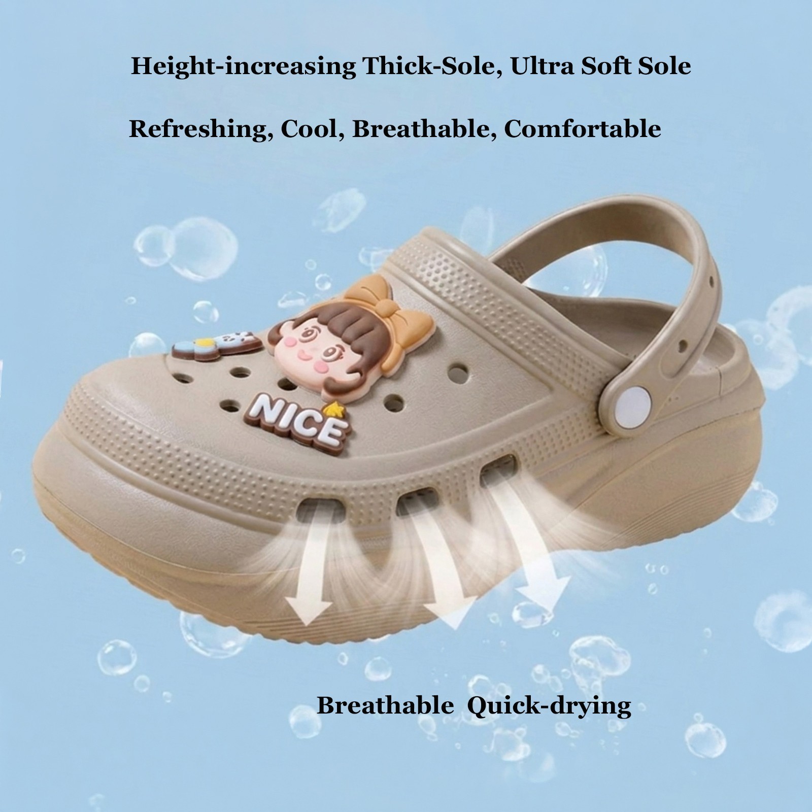 Women Platform Clogs Soft Sole Sandals NonSlip Cartoon charms Girl Slipper Shoes