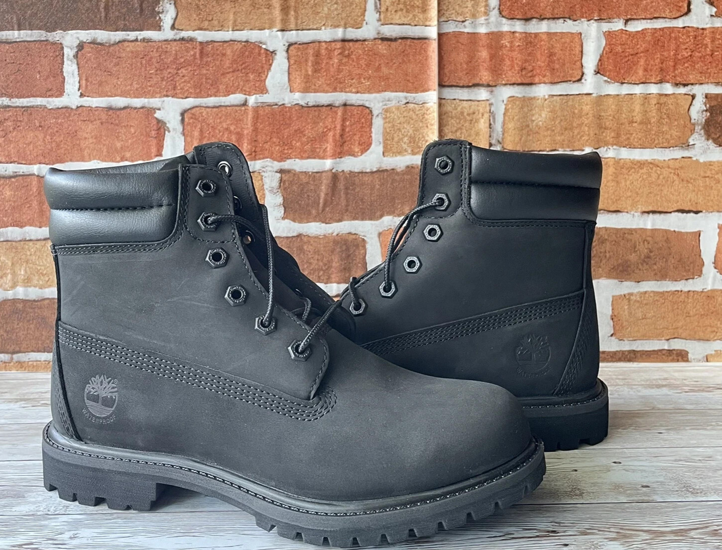 Timberland Waterville 6-Inch Double Collar Black Women’s Boot TB 0A15QY001 SZ 8
