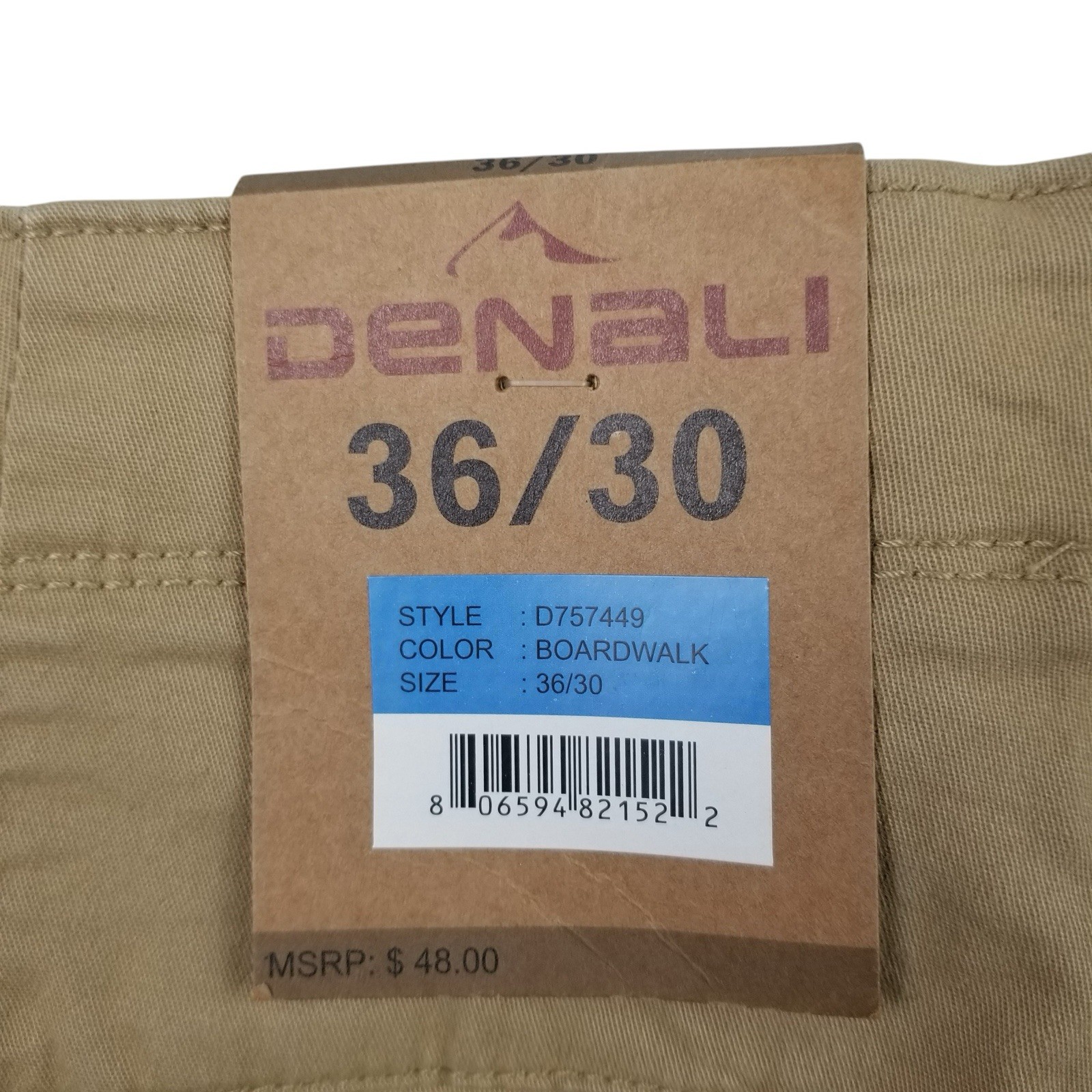 Denali Men’s 36×30 Straight Leg Stretch Comfort Pants Khaki Boardwalk
