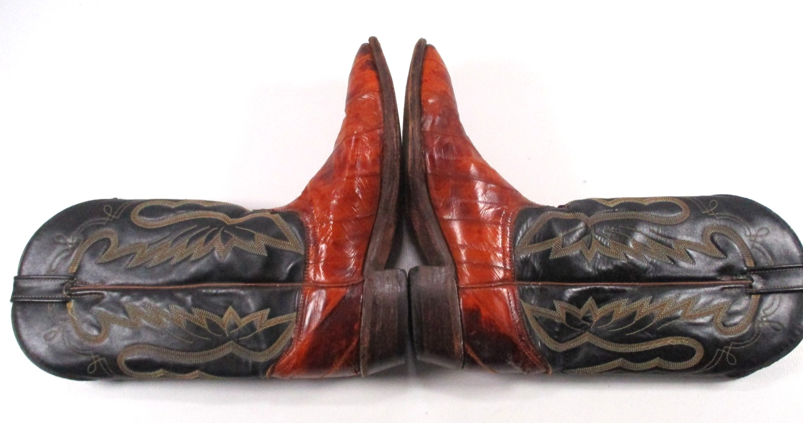 Vtg J. Chisholm Rare EXOTIC Leather Pattern Men’s Western Boots Sz 10 EE USA