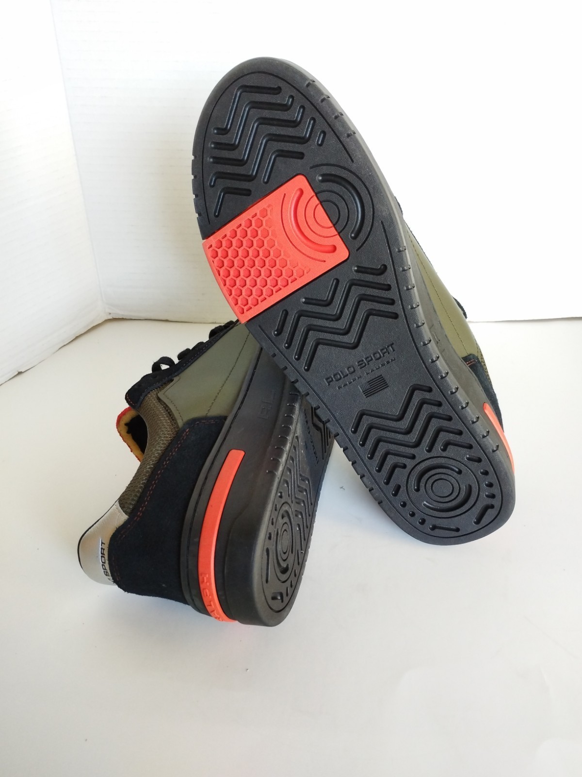 Polo Sport Ralph Loren PS300 Sneakers olive Green/ orange Leather Men’s Size 9