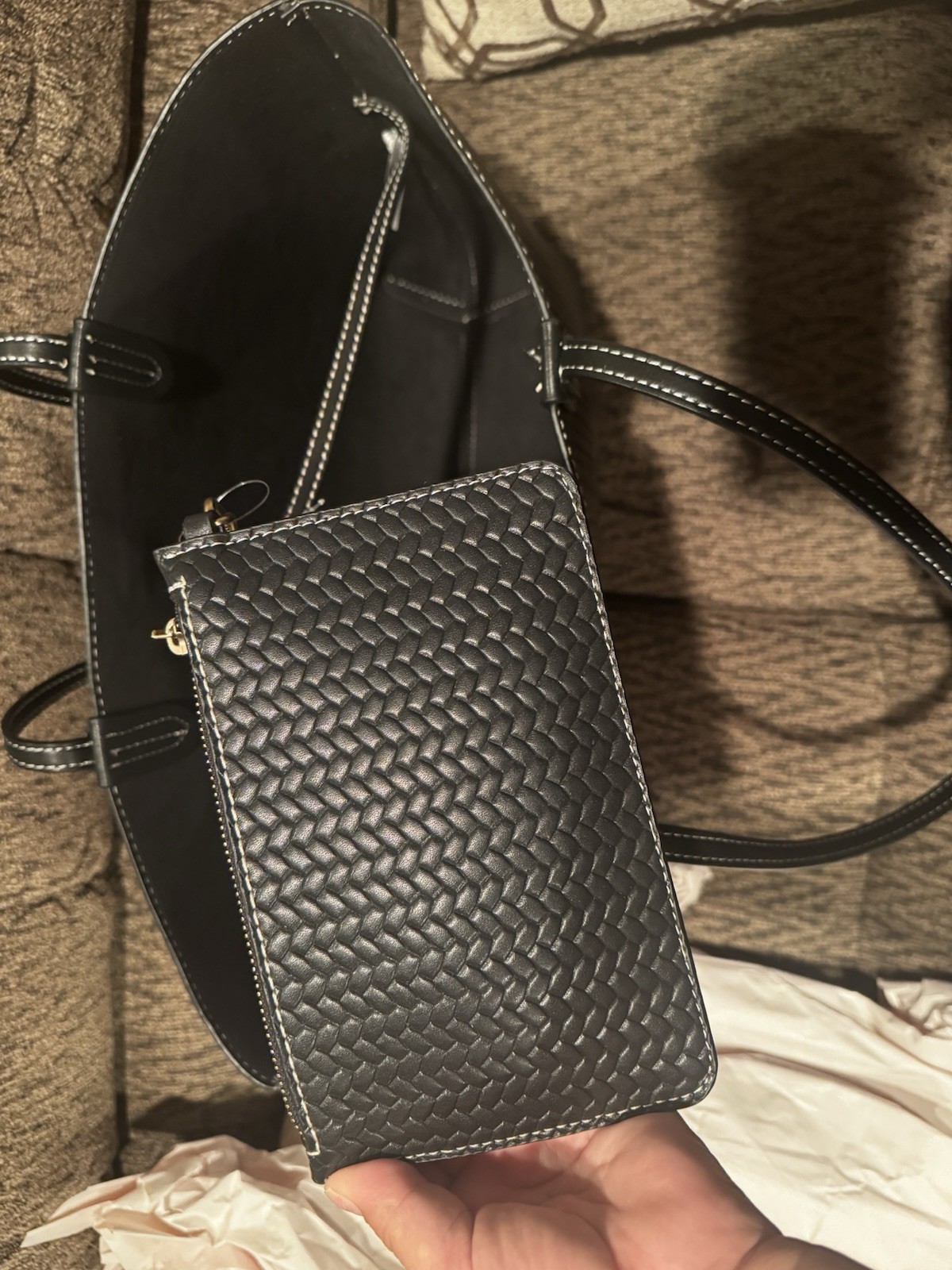 Sam Edelman Eva Large Woven Tote Bag In Black