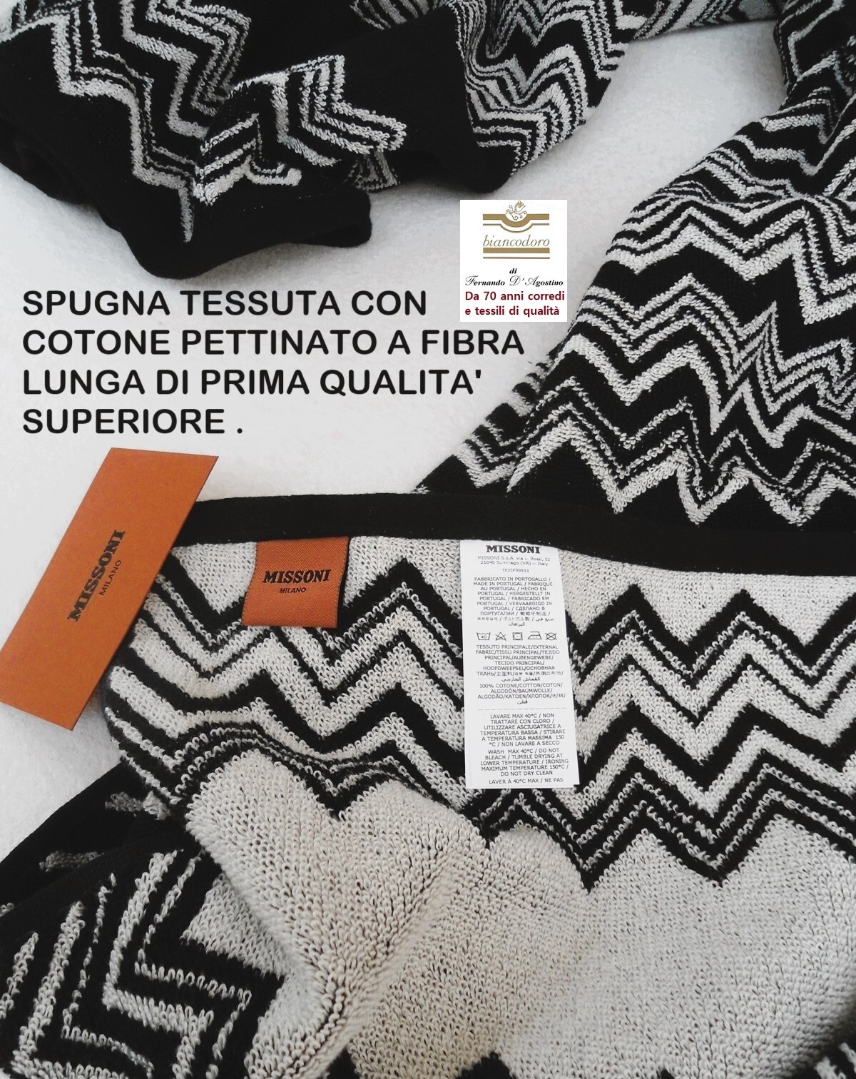 MISSONI unisex sponge cloth; sea pool sauna bath etc. cm. 150 x 100