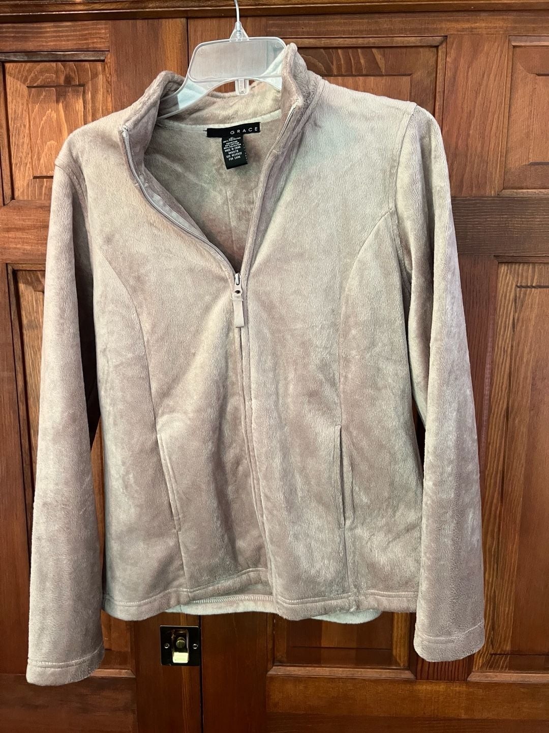 Grace Taupe Full-Zip Plush Fleece Jacket