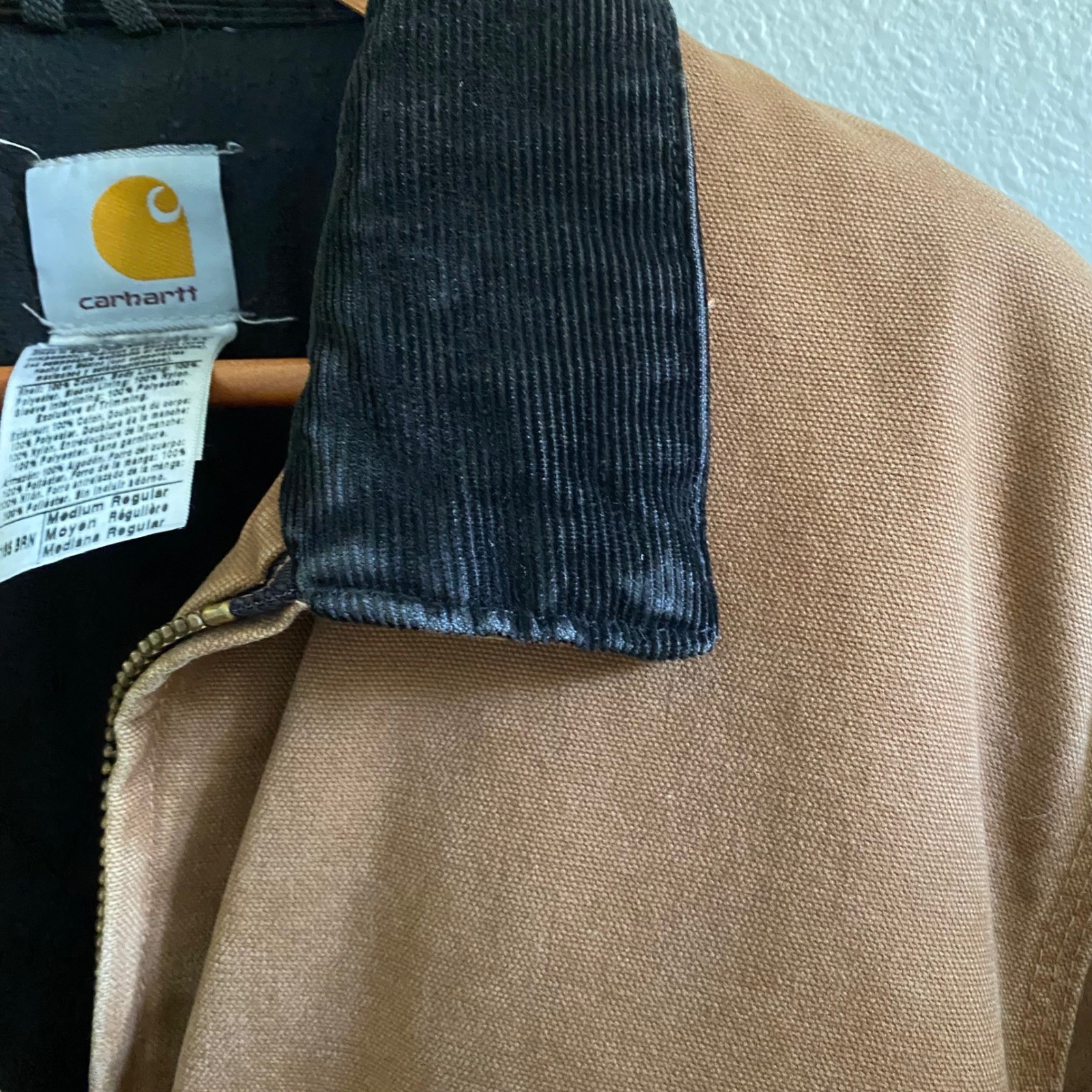 Carhartt J165 BRN Sandstone Duck Arctic Quilt Lined Bomber Jacket Mens Medium