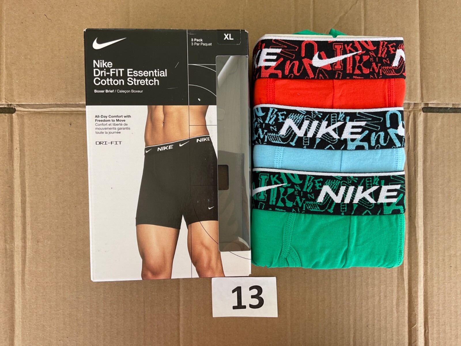 Nike Essential Cotton Stretch 3-Pack Boxer Brief Dri New Various Color Blue Pink