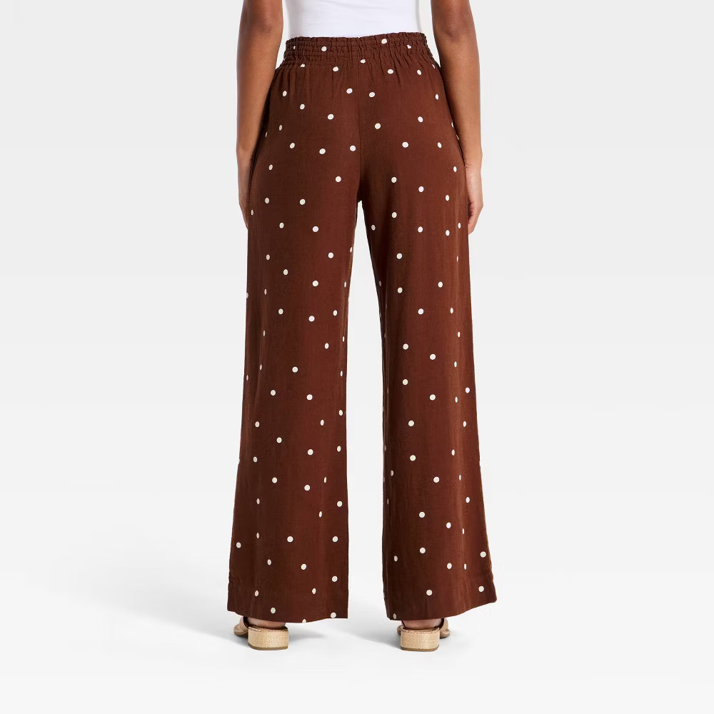 Women High-Rise Linen Wide Leg Pull-On Pants – A New Day Brown