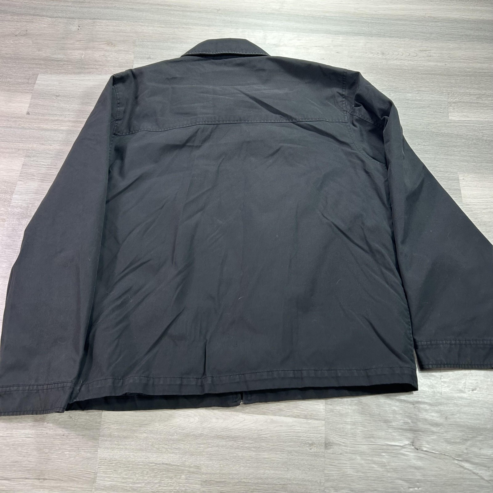 VINTAGE Gap Jacket Mens Large Black Nylon Canvas Full Zip Harrington Workwear
