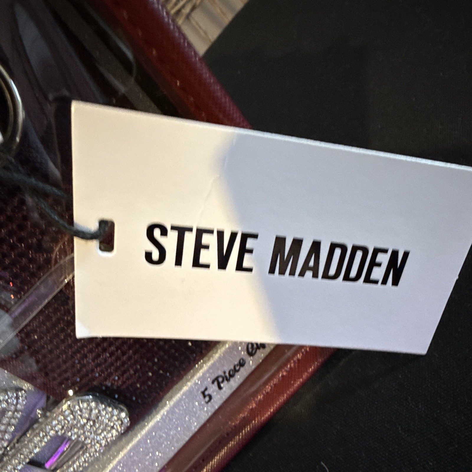 NWT Steve Madden Clear Box Tote With Burgandy Gift Set