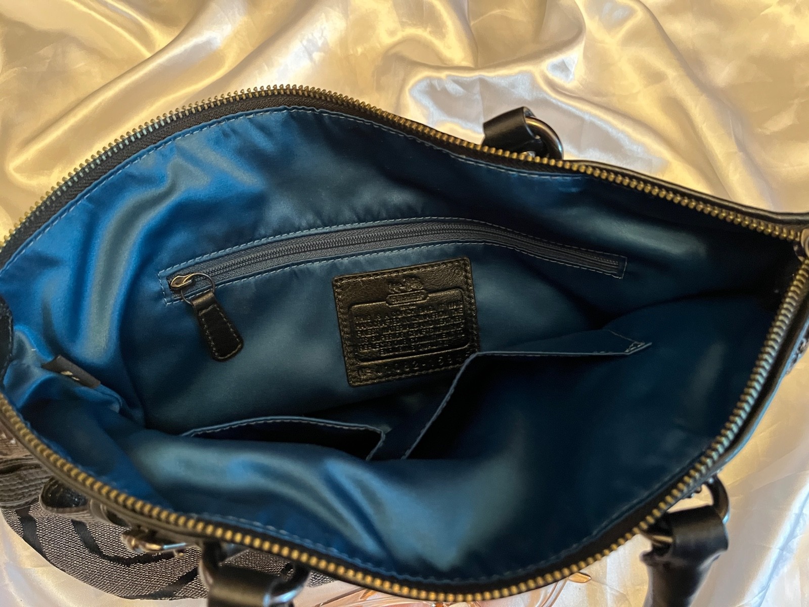 Coach Madison Op Art Sophia Sequin Satchel Black And Metallic Gray