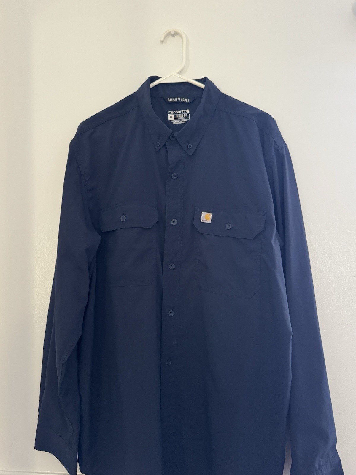 Carhartt Force Relaxed Fit Men’s XL Button Shirt Long Sleeve Blue Pockets