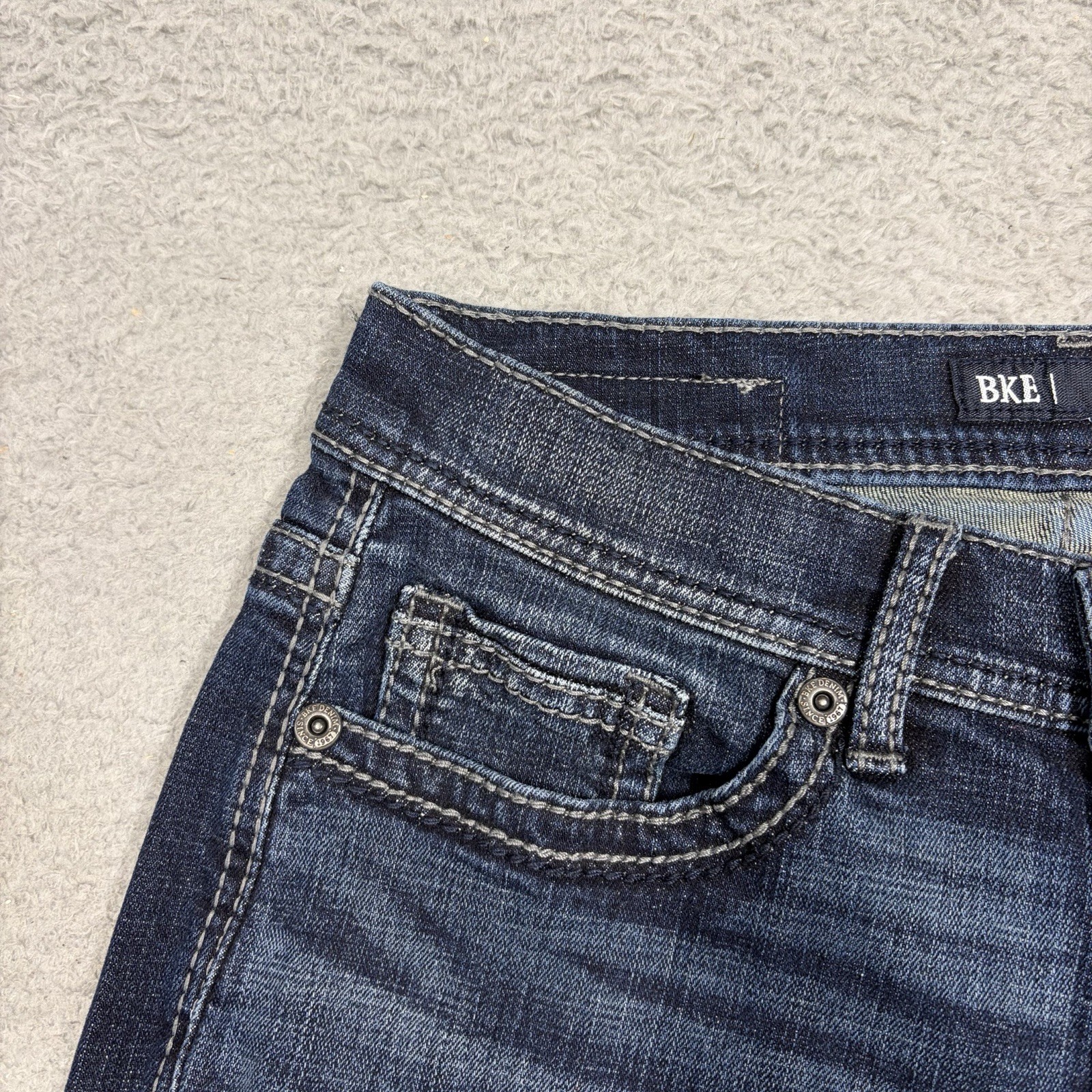 BKE Buckle Aiden Boot Leg Jeans Men 28 Blue Denim Dark Wash Pants Cotton 28×32
