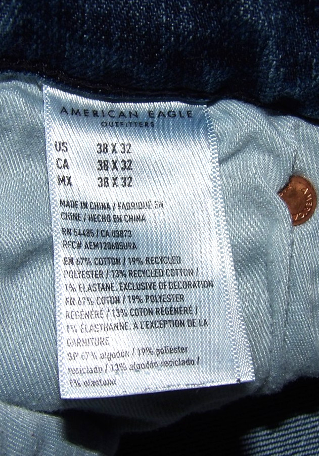 American Eagle Air FLEX+ Stretch Original Straight Leg Denim Jeans Men’s 38 X 32
