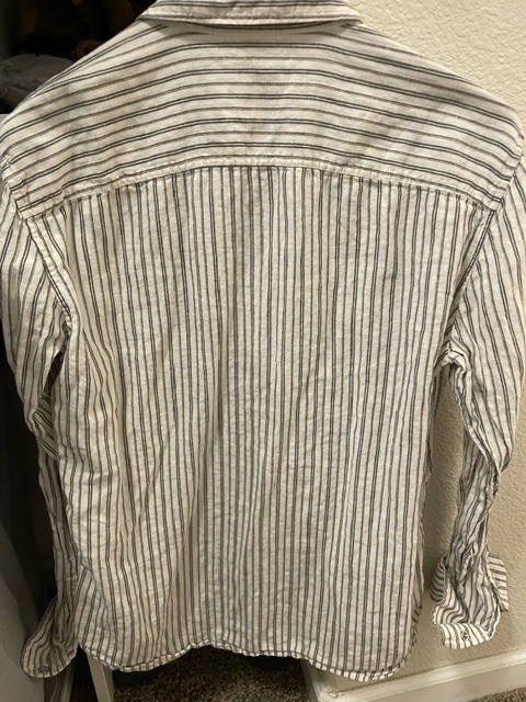 A|X Armani Exchange Men’s M White Gray Striped Button Up Long Sleeve