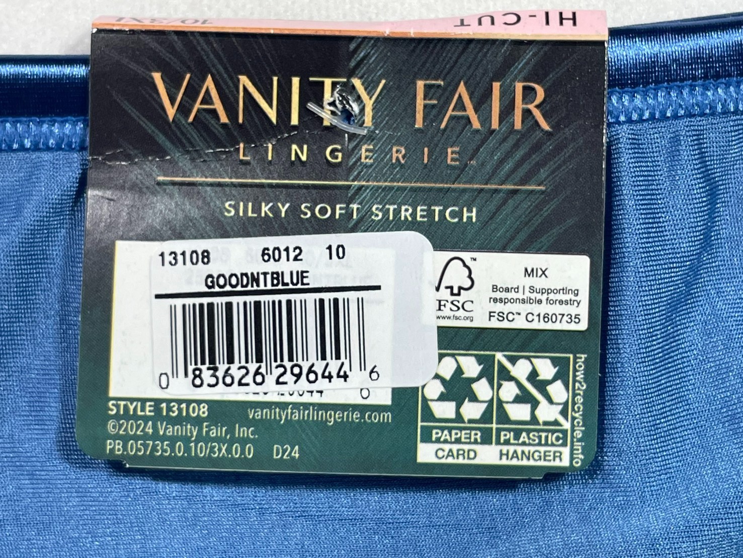 NWT Vanity Fair Women’s 10/3XL Illumination Hi-Cut Brief Underwear 13108 Blue