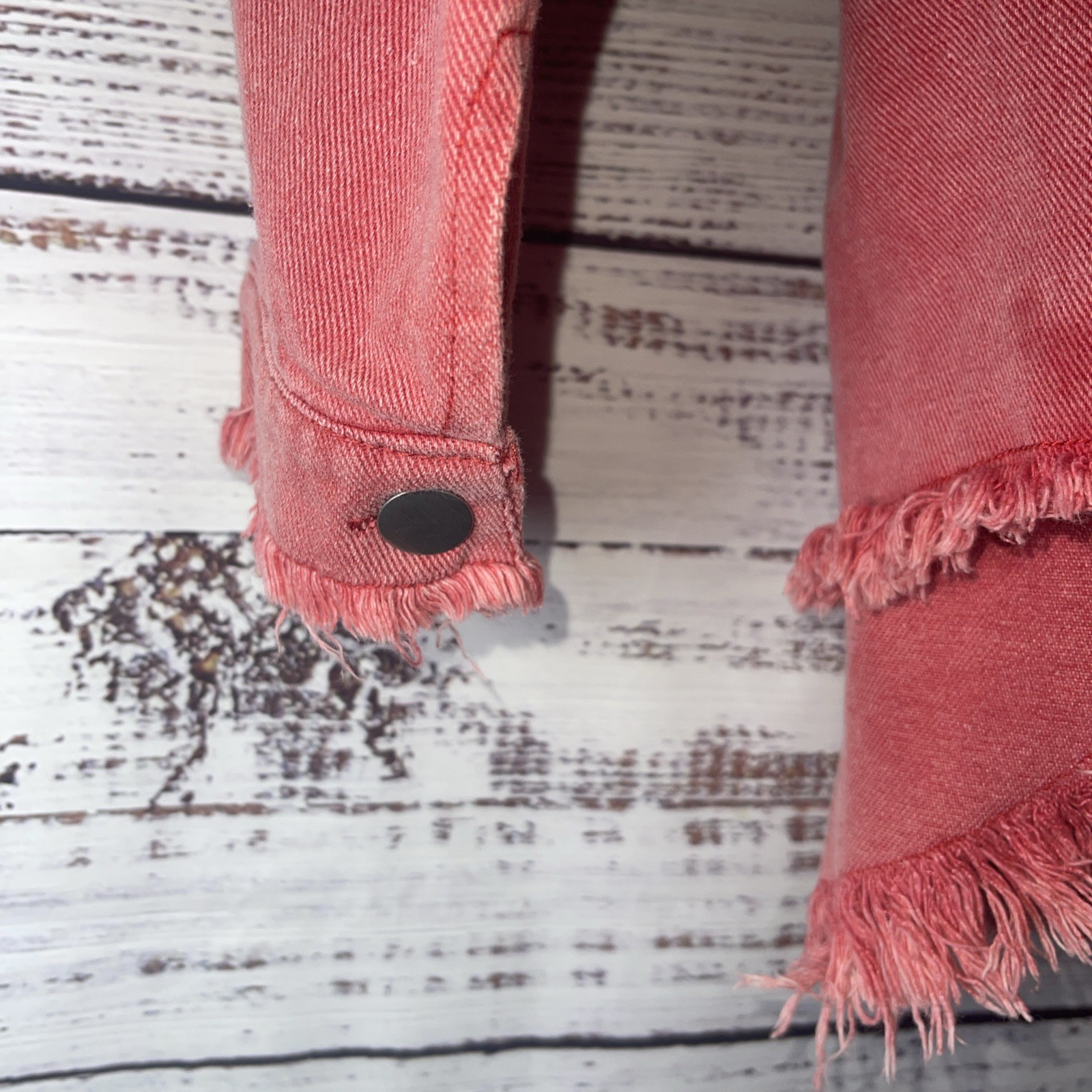 Paintcolors Distressed Indie Grunge Red Fringe Jean Jacket Medium
