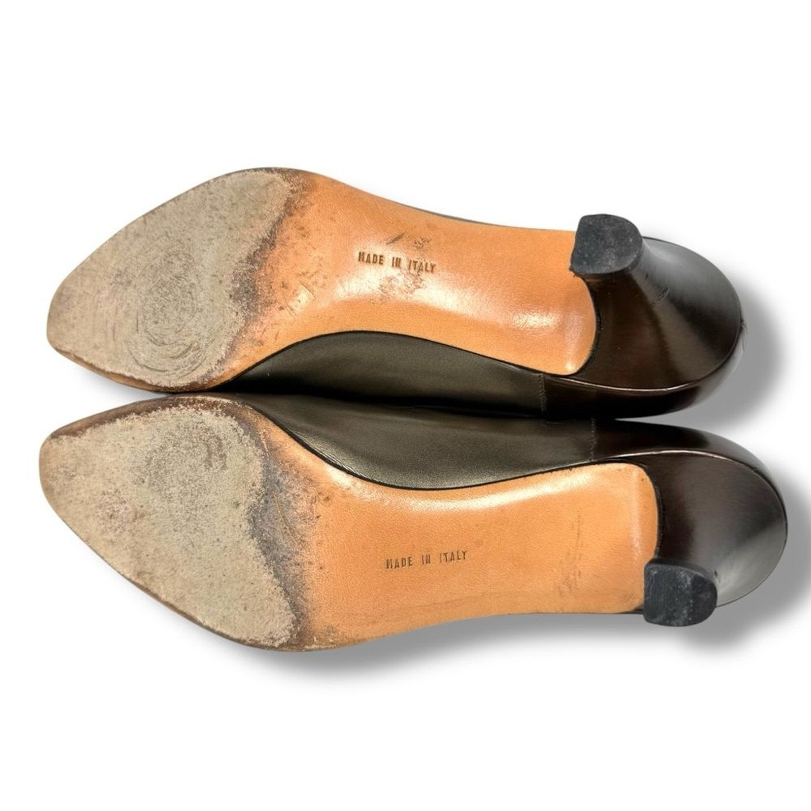 Salvatore Ferragamo Italian Leather Pumps Bronze Luxury Heels 6.5 AA Narrow