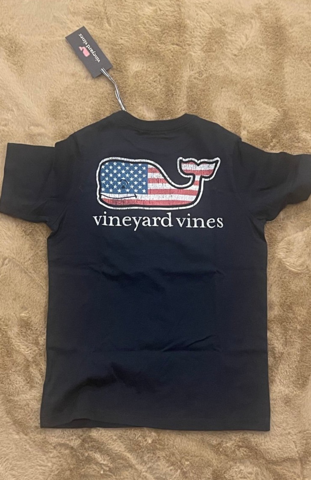Vineyard Vines Boys Whale American Flag Tee Shirt Blue White All Sizes