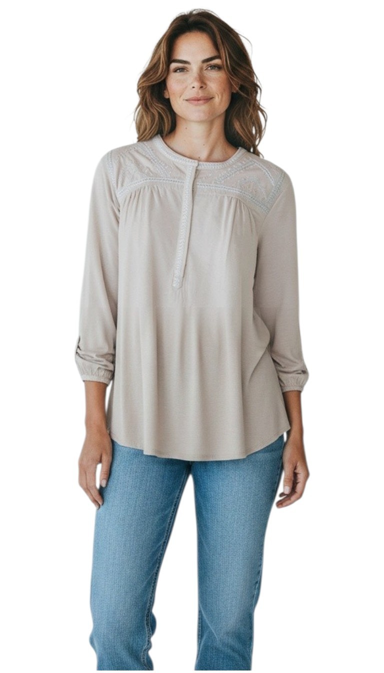 Lucky Brand Embroidered Peasant Top XL 100% Cotton India Boho NWT Beige